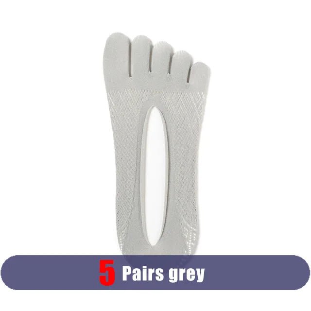 Five - Toe Flex Socks — Breathable Low - Profile Casual Socks for Men (5 Pairs grey ) - | Zavonix