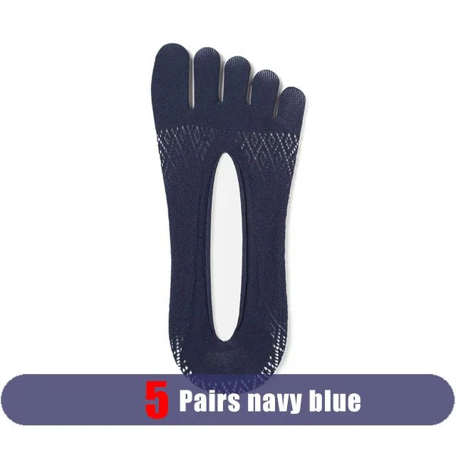 Five - Toe Flex Socks — Breathable Low - Profile Casual Socks for Men (5 Pairs navy blue ) - | Zavonix