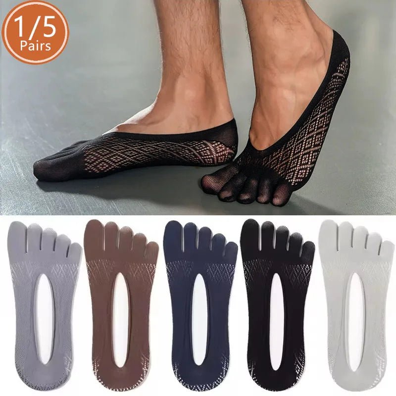 Five - Toe Flex Socks — Breathable Low - Profile Casual Socks for Men (5 Pairs navy blue ) - | Zavonix