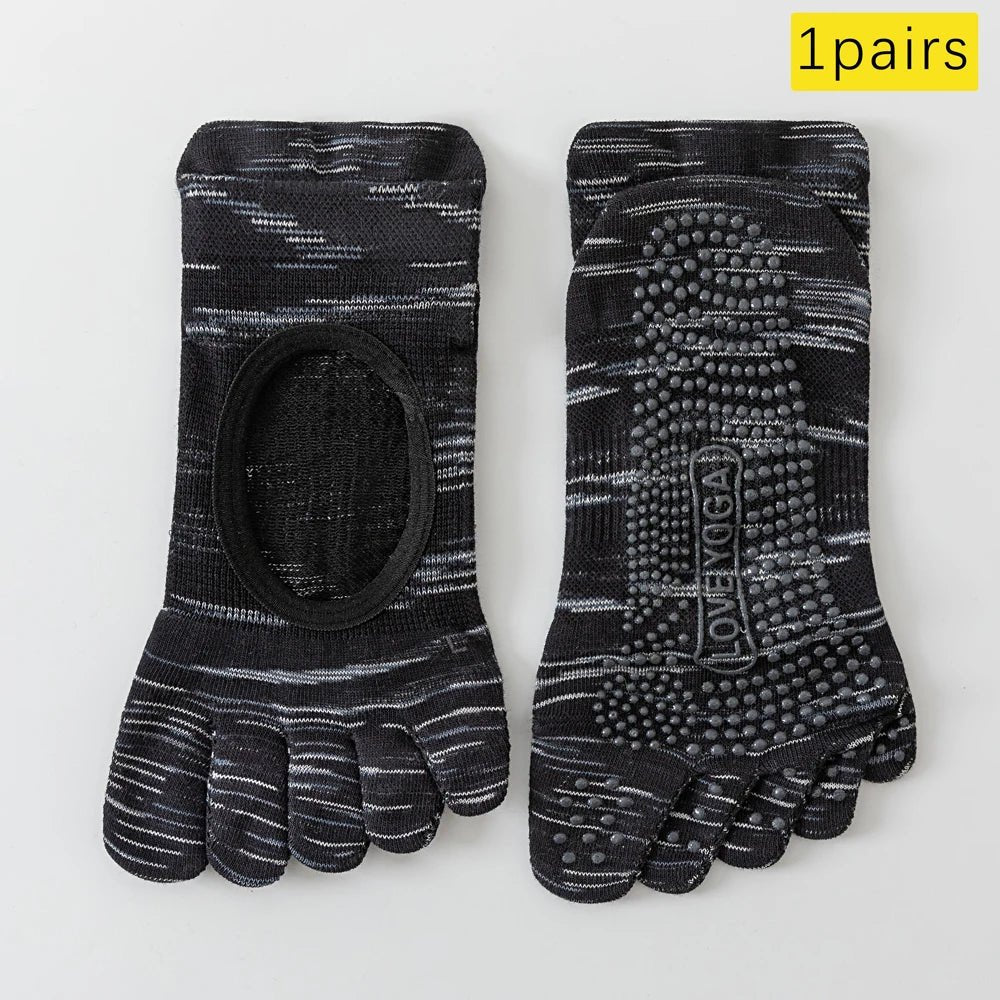 Five - Toe Grip Socks — Anti - Slip Breathable Yoga Socks with Odor Control (black EU34 - 49 US4.5 - 8) - | Zavonix