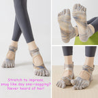 Five - Toe Grip Socks — Anti - Slip Breathable Yoga Socks with Odor Control (blue EU34 - 49 US4.5 - 8) - | Zavonix