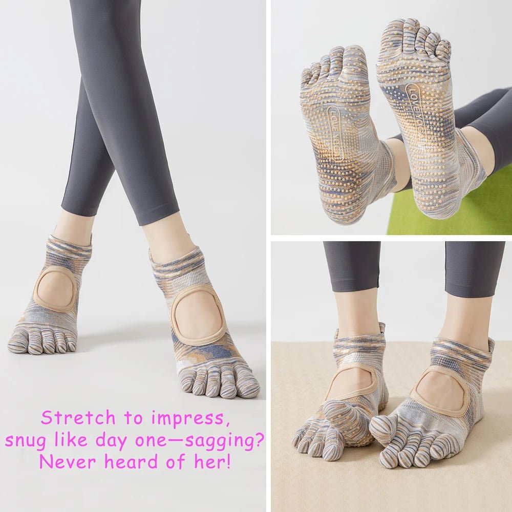 Five - Toe Grip Socks — Anti - Slip Breathable Yoga Socks with Odor Control (blue EU34 - 49 US4.5 - 8) - | Zavonix