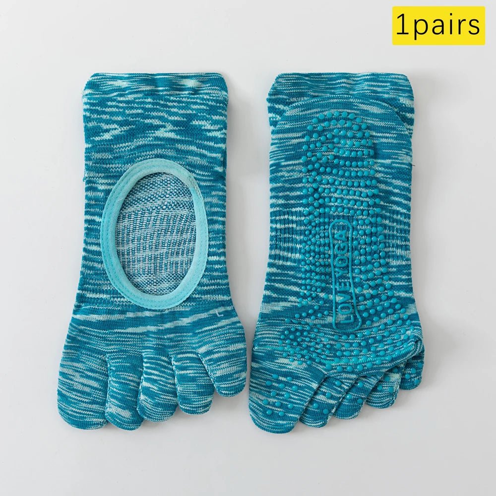 Five - Toe Grip Socks — Anti - Slip Breathable Yoga Socks with Odor Control (blue EU34 - 49 US4.5 - 8) - | Zavonix