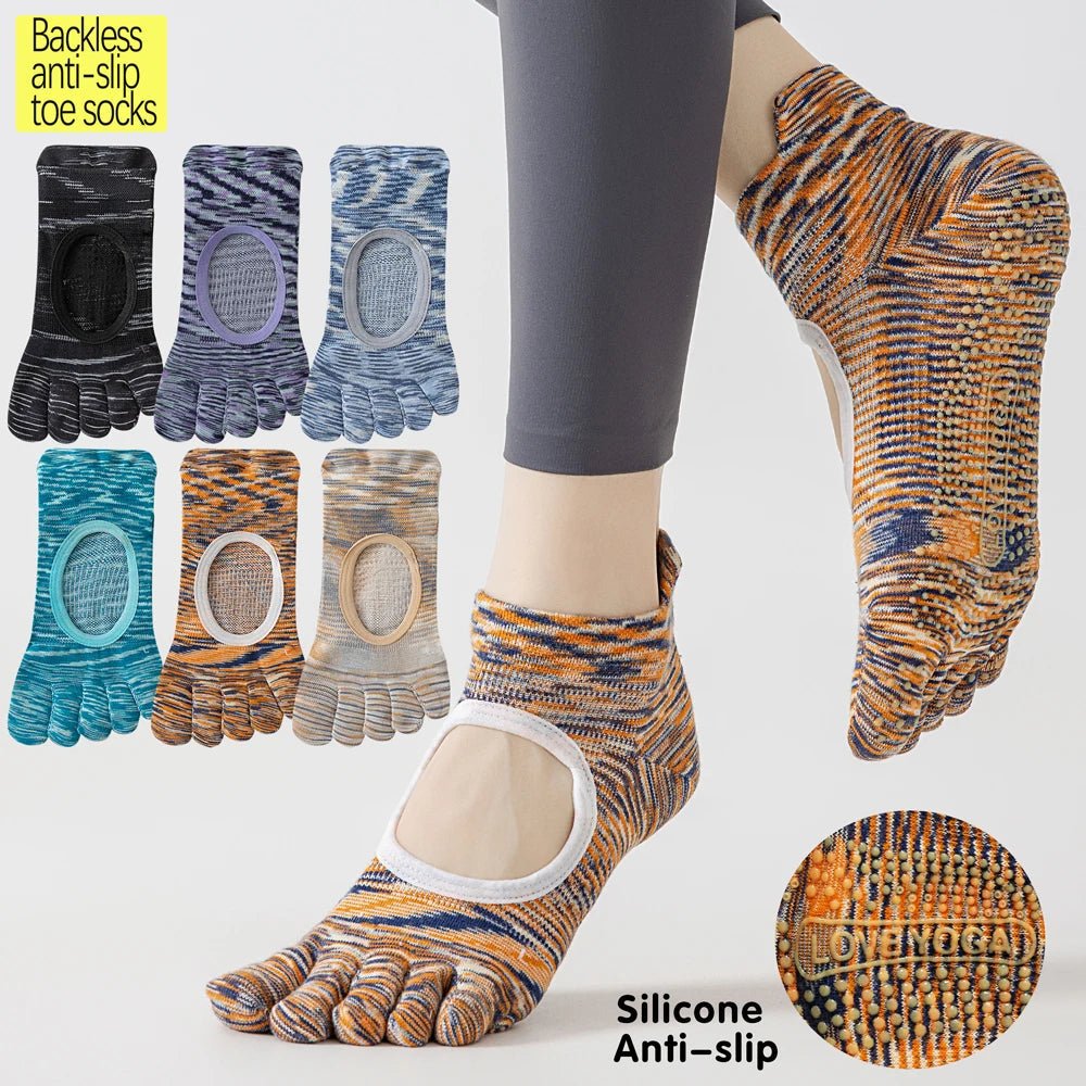 Five - Toe Grip Socks — Anti - Slip Breathable Yoga Socks with Odor Control (blue EU34 - 49 US4.5 - 8) - | Zavonix