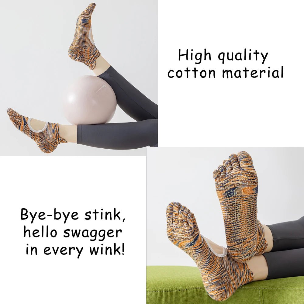 Five - Toe Grip Socks — Anti - Slip Breathable Yoga Socks with Odor Control (blue EU34 - 49 US4.5 - 8) - | Zavonix