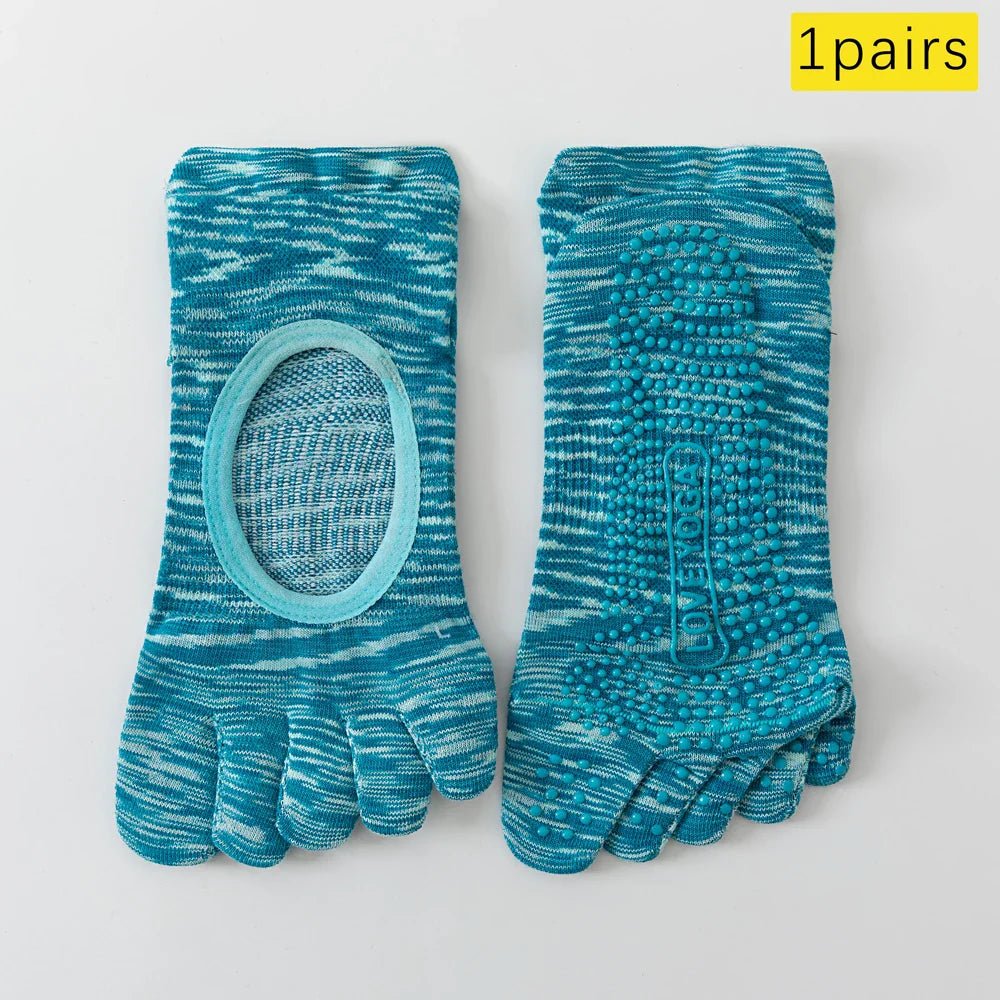 Five - Toe Grip Socks — Anti - Slip Breathable Yoga Socks with Odor Control (blue EU34 - 49 US4.5 - 8) - | Zavonix