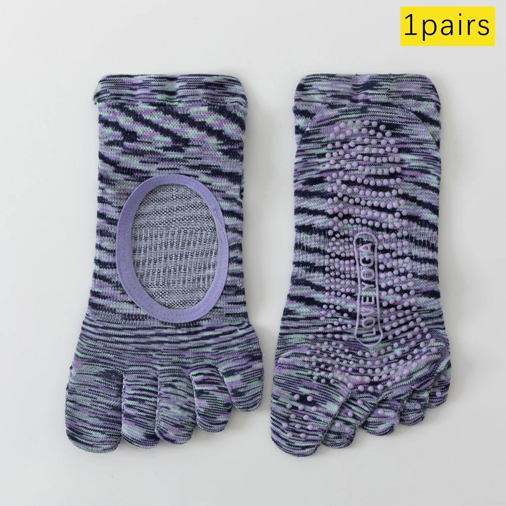 Five - Toe Grip Socks — Anti - Slip Breathable Yoga Socks with Odor Control (purple EU34 - 49 US4.5 - 8) - | Zavonix