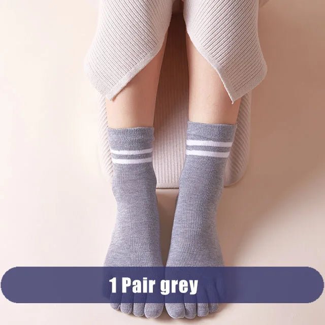 Five - Toe Low - Cut Socks — Breathable Cotton - Blend with Moisture Control (1 Pair grey EU 35 - 39 / US 5 - 8.5) - | Zavonix