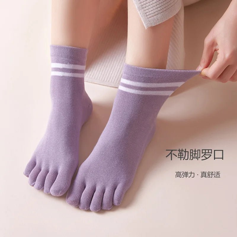 Five - Toe Low - Cut Socks — Breathable Cotton - Blend with Moisture Control (1 Pair pink EU 35 - 39 / US 5 - 8.5) - | Zavonix