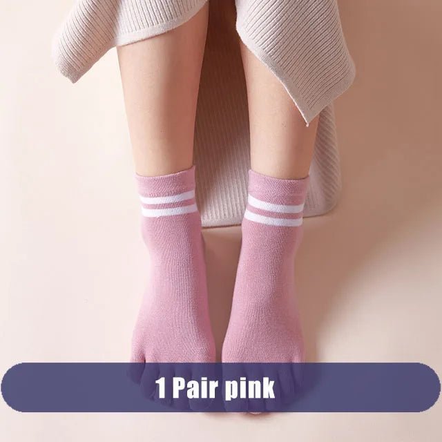 Five - Toe Low - Cut Socks — Breathable Cotton - Blend with Moisture Control (1 Pair pink EU 35 - 39 / US 5 - 8.5) - | Zavonix