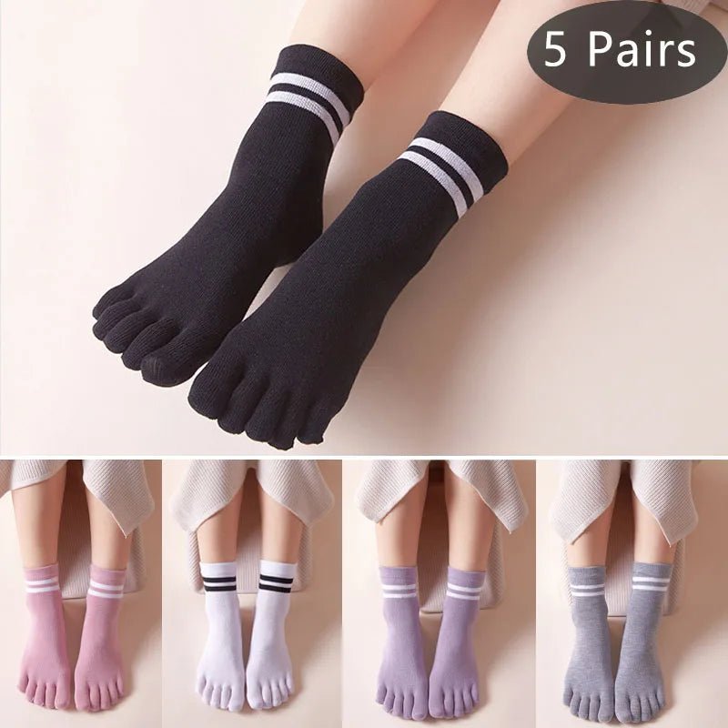 Five - Toe Low - Cut Socks — Breathable Cotton - Blend with Moisture Control (1 Pair pink EU 35 - 39 / US 5 - 8.5) - | Zavonix