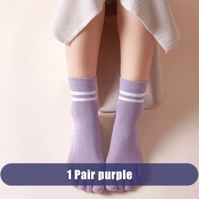 Five - Toe Low - Cut Socks — Breathable Cotton - Blend with Moisture Control (1 Pair purple EU 35 - 39 / US 5 - 8.5) - | Zavonix