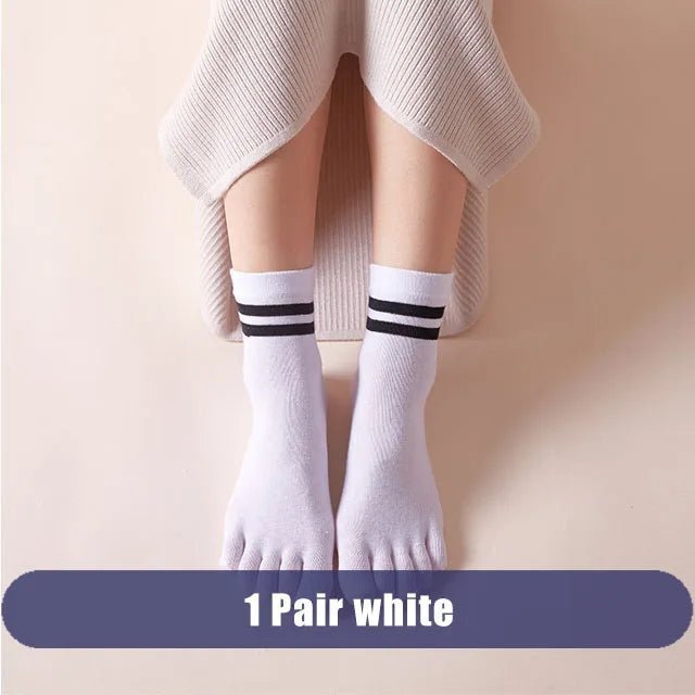 Five - Toe Low - Cut Socks — Breathable Cotton - Blend with Moisture Control (1 Pair white EU 35 - 39 / US 5 - 8.5) - | Zavonix