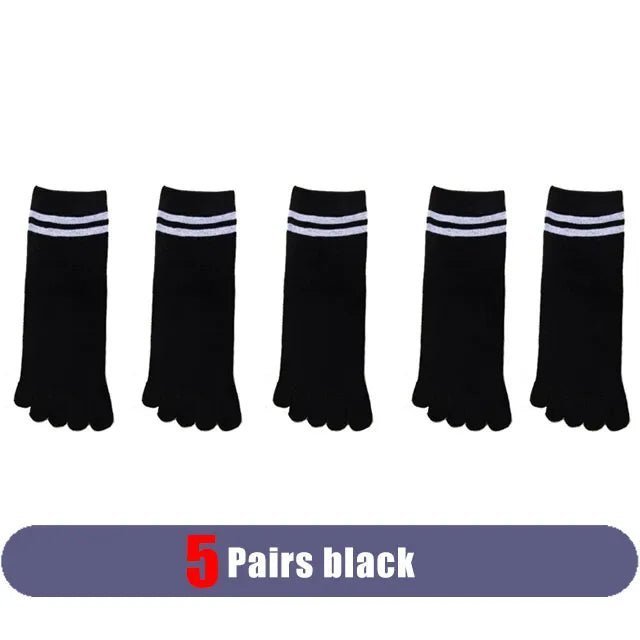 Five - Toe Low - Cut Socks — Breathable Cotton - Blend with Moisture Control (5 Pairs black EU 35 - 39 / US 5 - 8.5) - | Zavonix