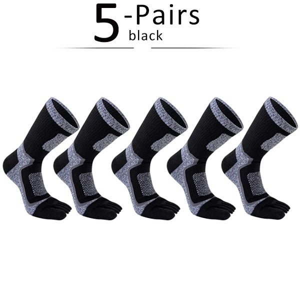 Five Toe Mid - Calf Socks — Breathable Anti - Blister Comfort with Odor Control (black EU39 - 44) - | Zavonix