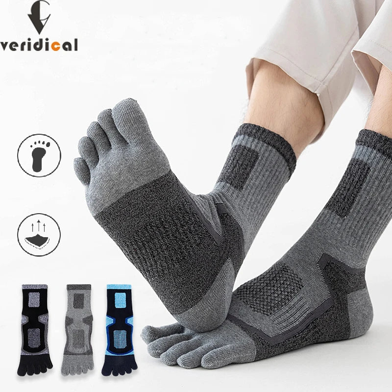 Five Toe Mid - Calf Socks — Breathable Anti - Blister Comfort with Odor Control (Dark Grey EU39 - 44) - | Zavonix
