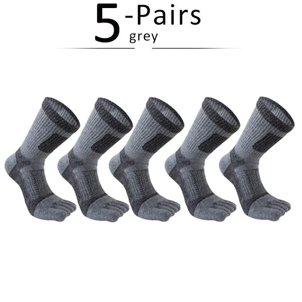 Five Toe Mid - Calf Socks — Breathable Anti - Blister Comfort with Odor Control (Dark Grey EU39 - 44) - | Zavonix