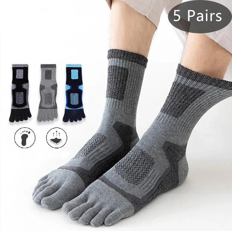 Five Toe Mid - Calf Socks — Breathable Anti - Blister Comfort with Odor Control (Dark Grey EU39 - 44) - | Zavonix