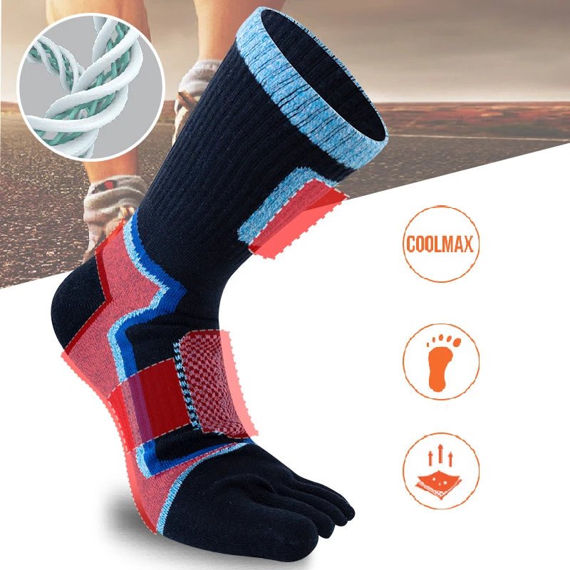 Five Toe Mid - Calf Socks — Breathable Anti - Blister Comfort with Odor Control (Dark Grey EU39 - 44) - | Zavonix