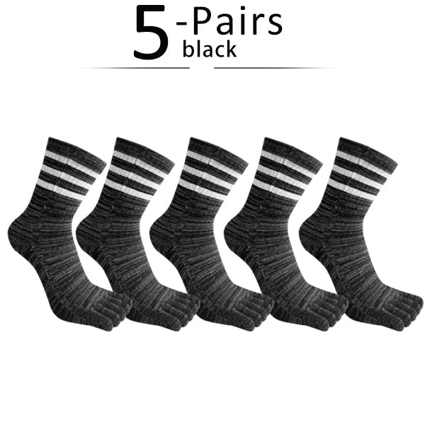 Five - Toe Moisture - Wicking Socks — Breathable Cotton Blend for Fresh Feet (black ) - | Zavonix