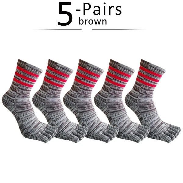 Five - Toe Moisture - Wicking Socks — Breathable Cotton Blend for Fresh Feet (Brown ) - | Zavonix