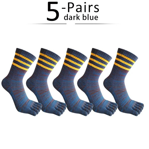 Five - Toe Moisture - Wicking Socks — Breathable Cotton Blend for Fresh Feet (dark blue ) - | Zavonix