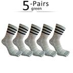 Five - Toe Moisture - Wicking Socks — Breathable Cotton Blend for Fresh Feet (green ) - | Zavonix