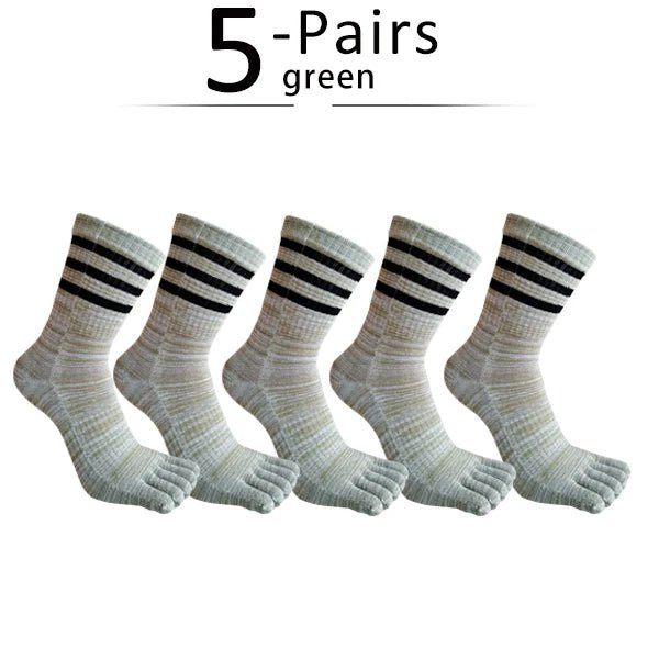 Five - Toe Moisture - Wicking Socks — Breathable Cotton Blend for Fresh Feet (green ) - | Zavonix