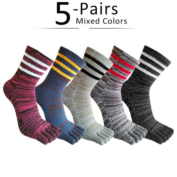 Five - Toe Moisture - Wicking Socks — Breathable Cotton Blend for Fresh Feet (MULTI ) - | Zavonix