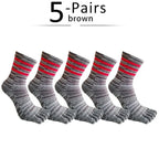 Five - Toe Moisture - Wicking Socks — Breathable Cotton Blend for Fresh Feet (Brown ) - | Zavonix