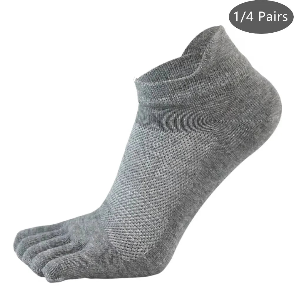 Five Toe Separation Socks — Breathable Athletic Low - Cut for Men (4 Pairs black EU 38 - 44(US 6 - 10)) - | Zavonix