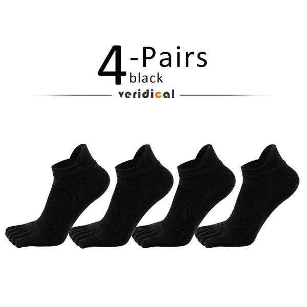 Five Toe Separation Socks — Breathable Athletic Low - Cut for Men (4 Pairs black EU 38 - 44(US 6 - 10)) - | Zavonix