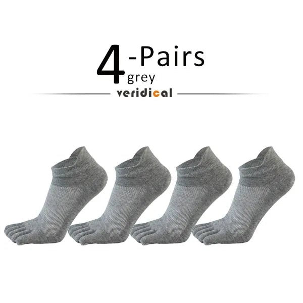 Five Toe Separation Socks — Breathable Athletic Low - Cut for Men (4 Pairs grey EU 38 - 44(US 6 - 10)) - | Zavonix