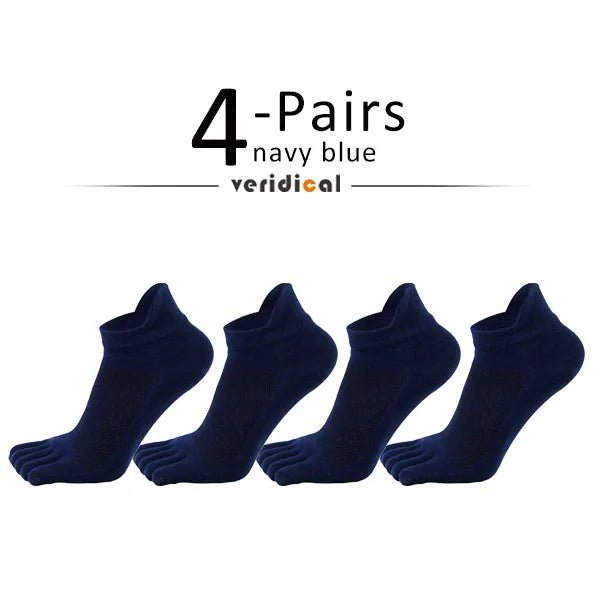 Five Toe Separation Socks — Breathable Athletic Low - Cut for Men (4 Pairs navy blue EU 38 - 44(US 6 - 10)) - | Zavonix