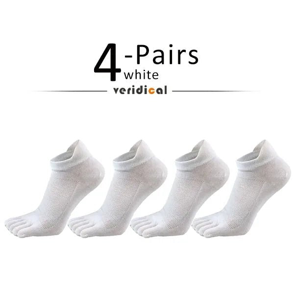 Five Toe Separation Socks — Breathable Athletic Low - Cut for Men (4 Pairs white EU 38 - 44(US 6 - 10)) - | Zavonix