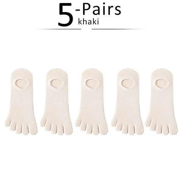Five Toe Socks — Breathable Cotton Blend for Comfortable Feet (Khaki EU35 - 39) - | Zavonix