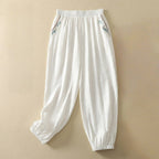 FLAX TROUSERS LINEN PANTS (Black XS) - | Zavonix
