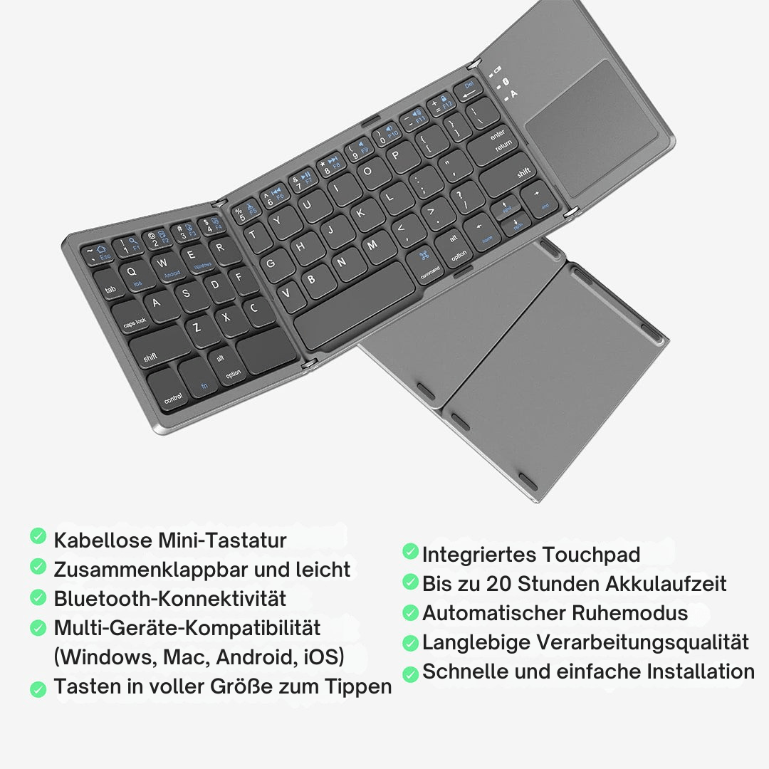 FlexType Mini Bluetooth Keyboard Portable Power Typing (302x97x18mm Black) - Bluetooth Keyboard | Zavonix