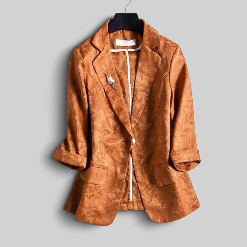 FLORAL ELEGANT BLAZER (Orange XS) - | Zavonix