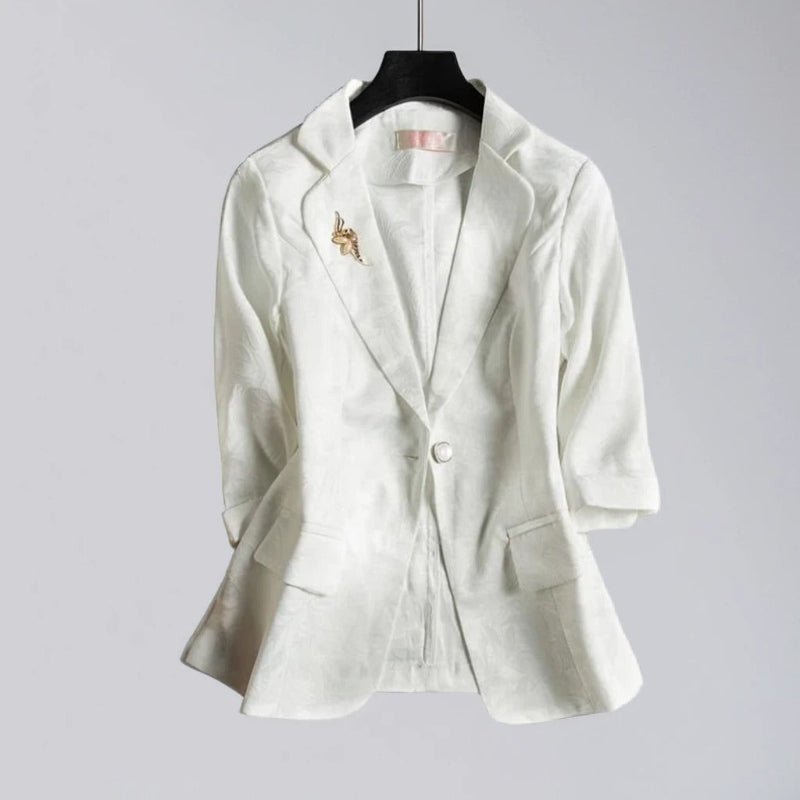 FLORAL ELEGANT BLAZER (White XS) - | Zavonix