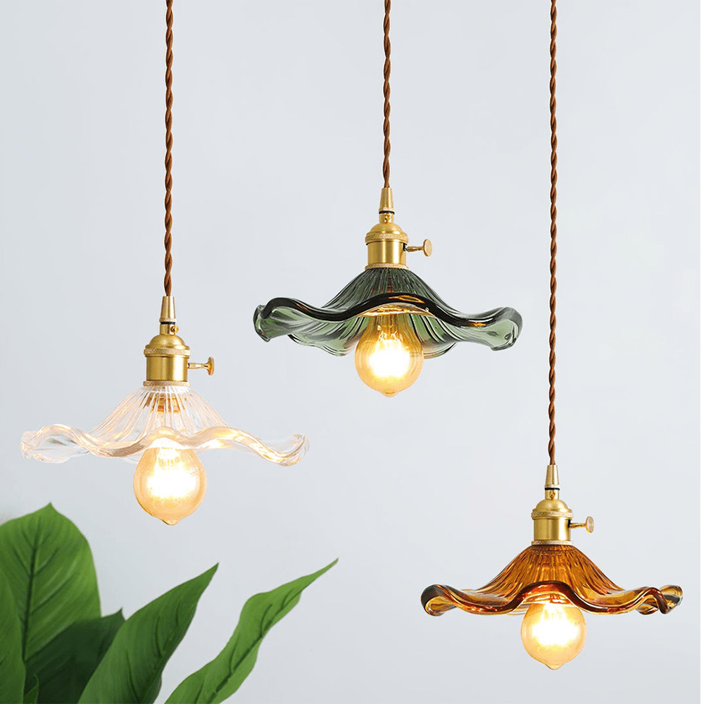 Floral Glass Pendant Light – Elegant Flower Design LED Hanging Light for Kitchen and Living Room Ambience 0