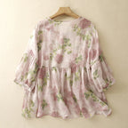 FLORAL TEXTURE BLOUSE (XS ) - | Zavonix