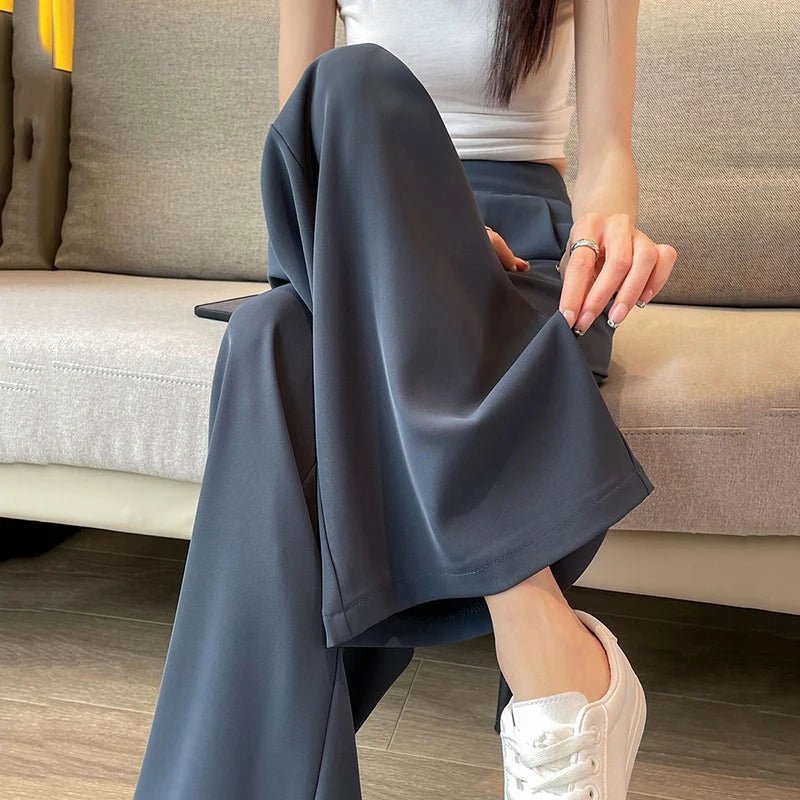 "Flow" High Waist Trousers (Gray S) - | Zavonix