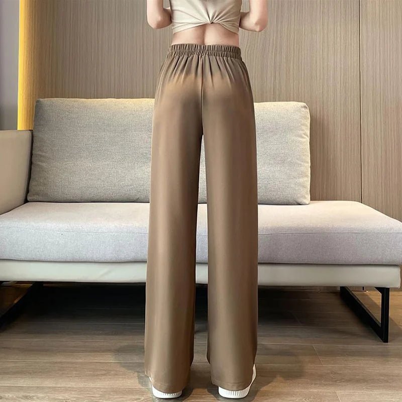 "Flow" High Waist Trousers (Khaki XXXL) - | Zavonix
