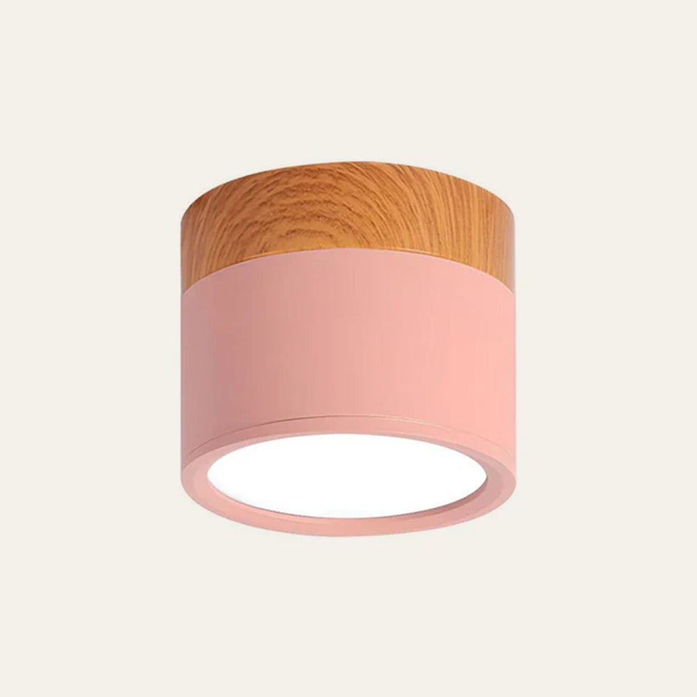 Flush Mount Ceiling Light with Energy-Efficient LED – Pink Wood Finish for Compact Spaces 7