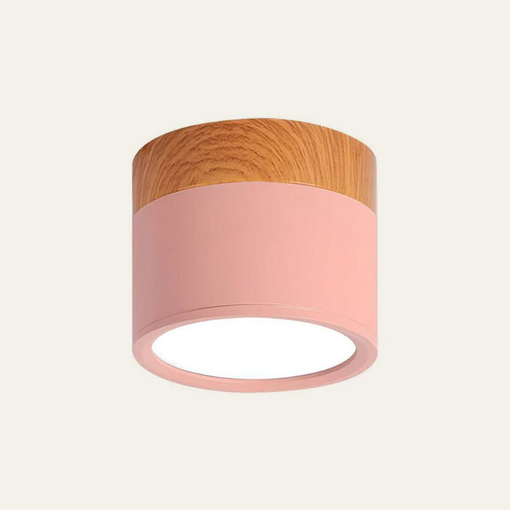 Flush Mount Ceiling Light with Energy-Efficient LED – Pink Wood Finish for Compact Spaces 7