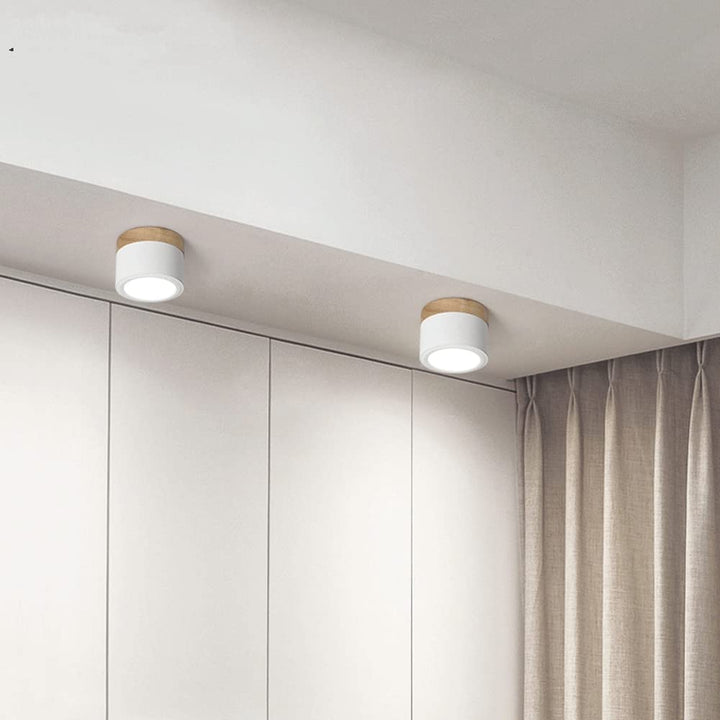 Flush Mount Ceiling Light with Energy-Efficient LED – Pink Wood Finish for Compact Spaces 3