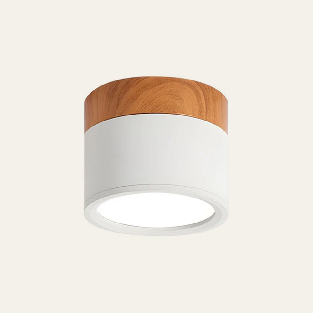 Flush Mount Ceiling Light with Energy-Efficient LED – Pink Wood Finish for Compact Spaces 0