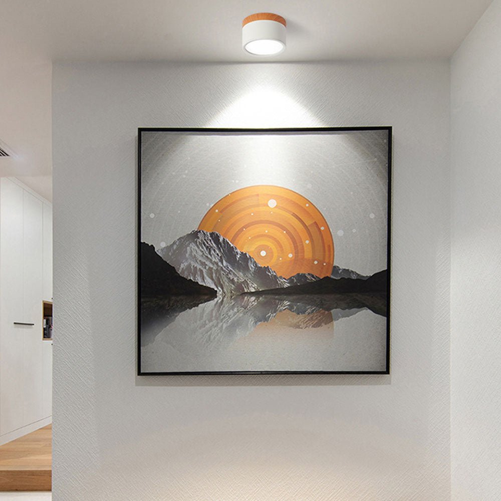 Flush Mount Ceiling Light with Energy-Efficient LED – Pink Wood Finish for Compact Spaces 2