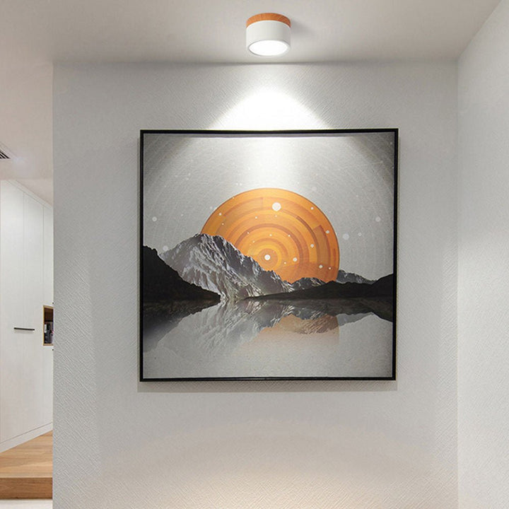 Flush Mount Ceiling Light with Energy-Efficient LED – Pink Wood Finish for Compact Spaces 2